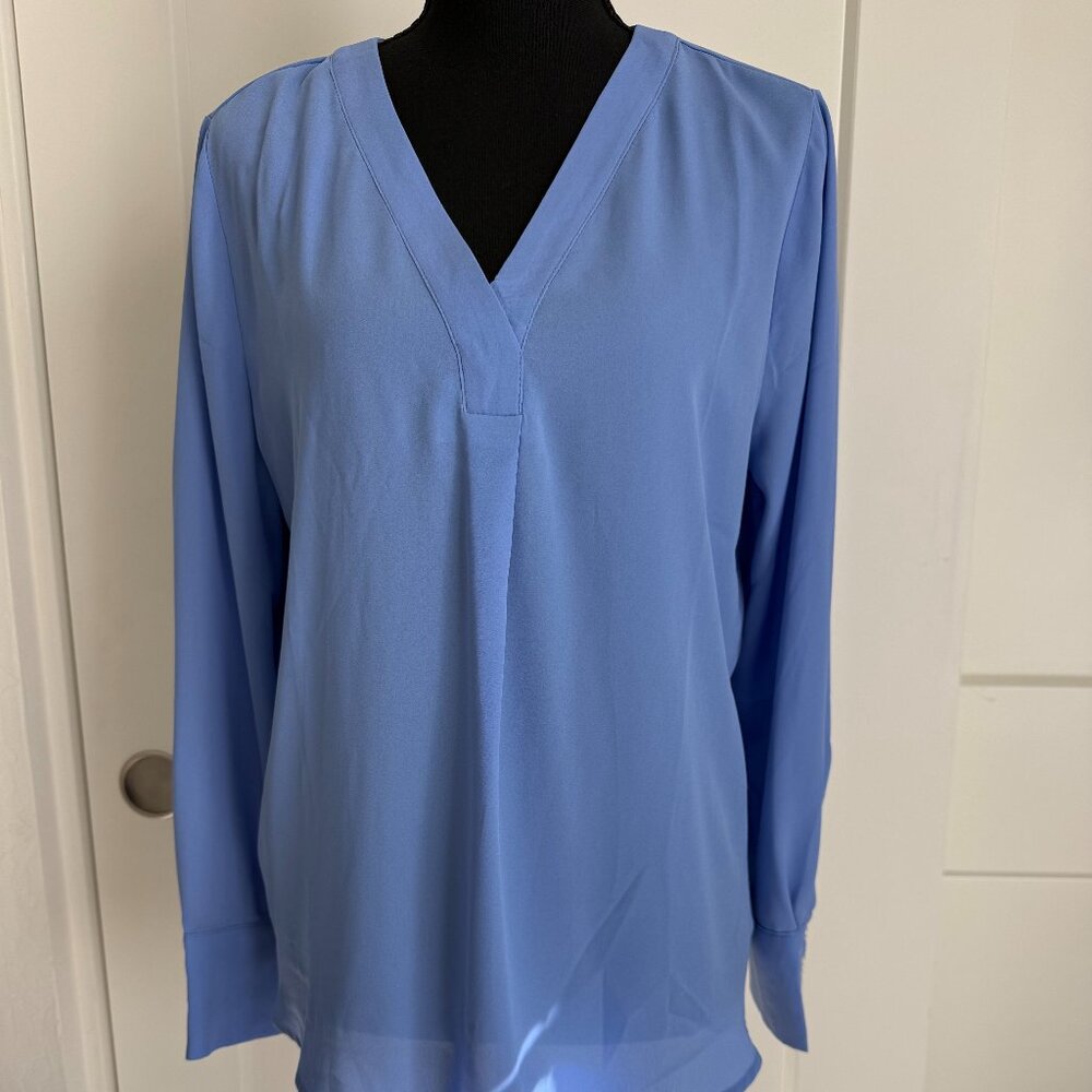 Womens Ann Taylor PM Periwinkle Long Sleeve Career Blouse NWT - Picture 3 of 6
